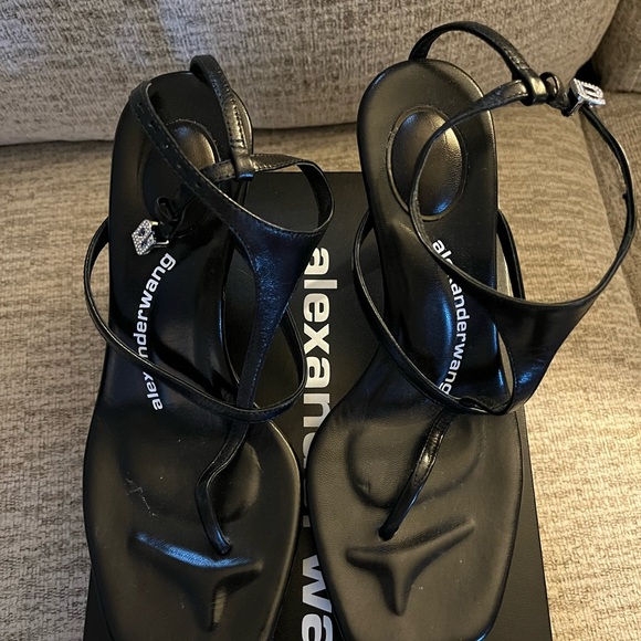 Alexander Wang Glossy Black Strappy Sandals - Picture 1 of 6